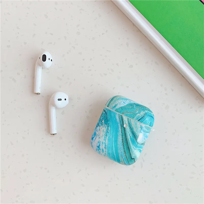 For Airpods2-1 Роскошный чехол с мраморной текстурой океанских волн для Apple Airpods, силиконовый защитный чехол для наушников с Bluetooth для Airpods Pro/2/1 - Цвет: For Airpods2-1