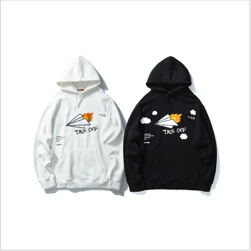 

Paper Plane Print Hip Hop Hoodie Sweatshirt Streetwear 2020 Fleece Autumn Japanese Casual Harajuku Hoodie Pullover