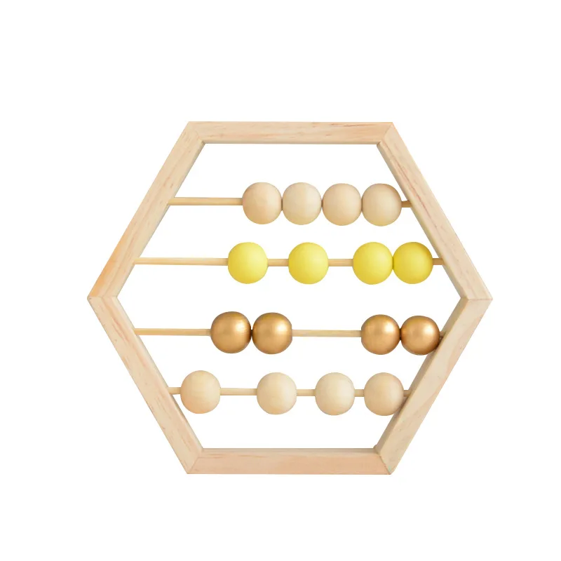 Scandinavian Style Baby Room Decor Baby Early Learning Educational Toys New Nordic Style Natural Wooden Abacus With Beads Craft