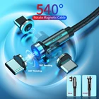 Вращающийся на 540 градусов Магнитный кабель Micro USB Type C телефонный кабель для iPhone11 Pro XS Samsung Xiaomi 9 Магнитный зарядный провод USB шнур