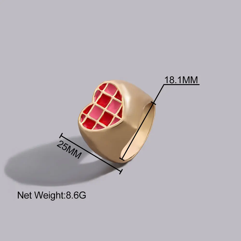 

Korean Cute Love Heart Plaid Rings For Women Girls Trendy Creative Gold Color Geometric Rings Female 2021 Wedding Jewelry Gift
