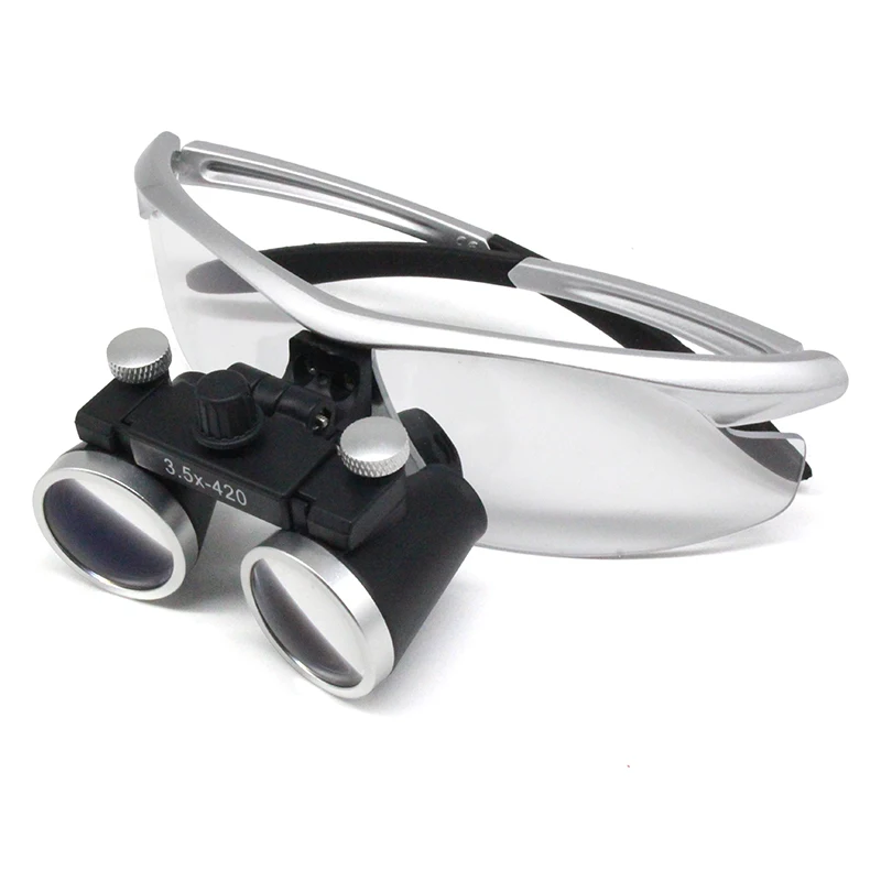 High Quality Magnifyning Glass 2.5/3.5X420mm Galilean Binocular Magnifier Dentistry Surgical Loupes+LED Medical Dental Headlamp