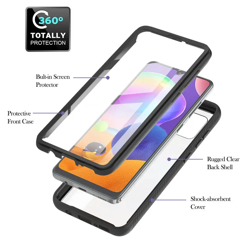 

A31 Case Full Body Built in Screen Protector Case For Samsung Galaxy A31 A315 Silicone Bumper Armor Phone Cover For Samsung A31