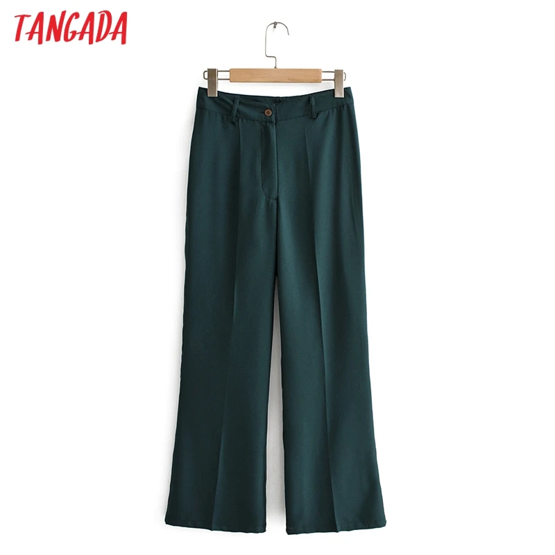 Tangada, Модный женский однотонный костюм, брюки, брюки, карманы, пуговицы,, для офиса, леди, длина по щиколотку, брюки, QJ144