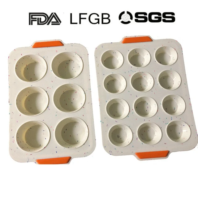 

cake tray with 6 holes and 12 holes, silicone double-color tray with thickening, non-stick baking mold for hand ear bread