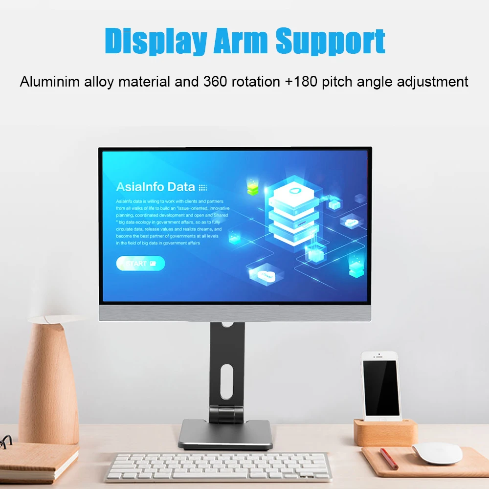 Portable Aluminum Adjustable 360 Rotate VESA Monitor Stand Display Holder Full Motion Mount Arm 75x75mm Hole Support | Компьютеры и