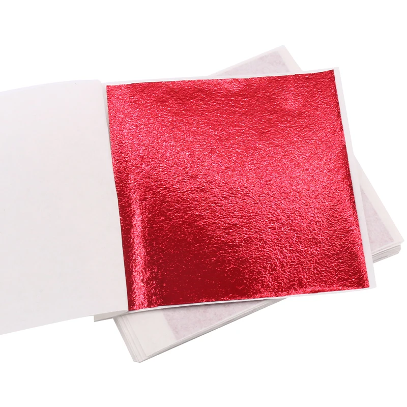 Тайвань имитация золотого листа красная фольга позолота 100 листов DIY ногтей