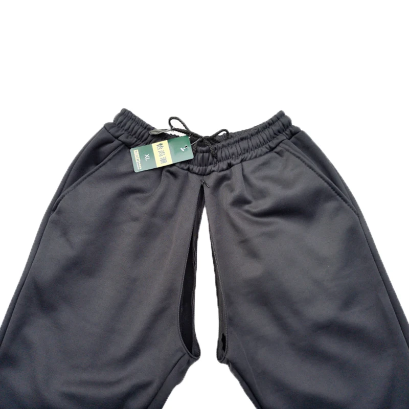 Теплые зимние брюки для наружного секса для мужчин, с открытым шагом, из флиса, весна-осень, с молниями, сексуальные хлопковые экзотические брюки, одежда больших размеров