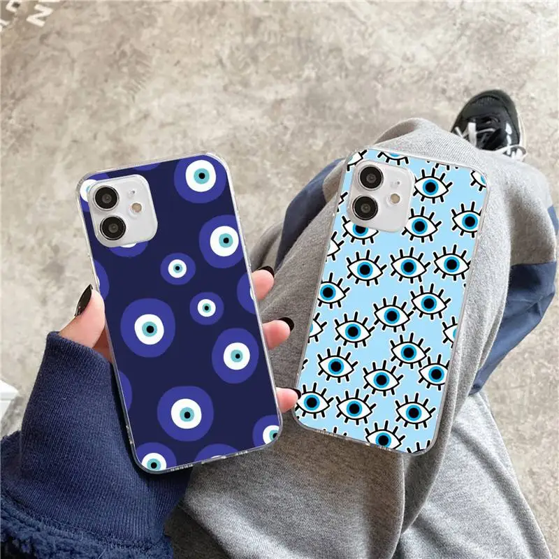 

Evil Eye Abstract Black Art Turkey Phone Case For iphone 5s 6 7 8 11 12 plus xsmax xr pro mini se Transparent Cover Fundas Coque