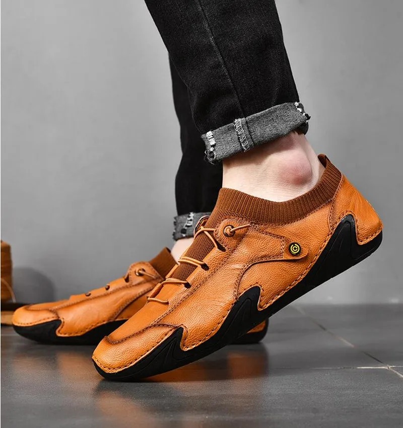 Мокасины мужские кожаные туфли на плоской подошве дышащие роскошные кроссовки