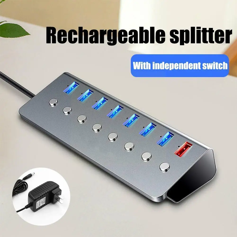 

8 Ports Powered Usb 3.0 Hub Usb Extension With On/off Computer Accessories 15w Splitter Adapter Switches Support S5t6