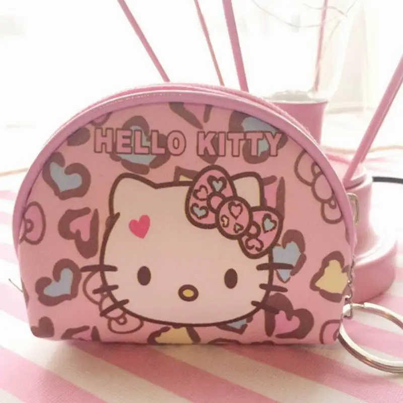 Hello kitty холщовый ручной кошелек для монет и кошелек, чехол, сумка; карманная цепочка для ключей, женская сумка-держатель для макияжа