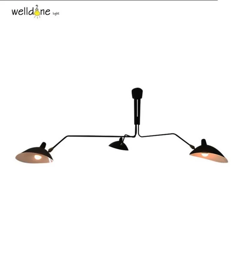 

ACreative Artistic Personality Replica Serge Mouille Three Six Arms Retro industrial loft Nordic Iron Ceiling light living room