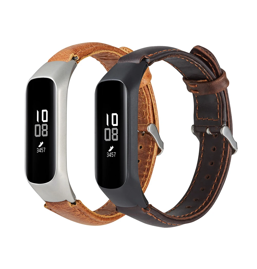 UEBN ремешок из натуральной кожи для Xiaomi mi 3 4 металлический каркас для mi Band 3 4 умный браслет Сменные браслеты