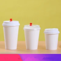 50pcs100pcs pure white milk tea paper cup 8oz14oz16oz disposable coffee cup thickening drink takeaway packaging cup with lids