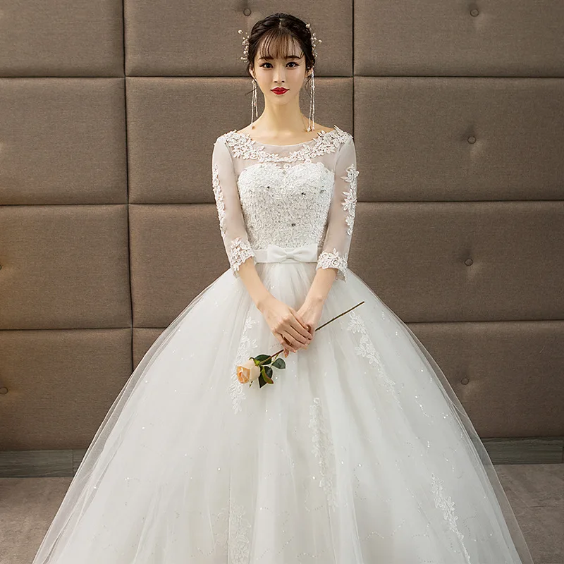 Великолепные Аппликации Часовня Поезд Кружева А силуэт Свадебные платья 2019