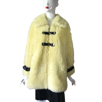 yellow Новинка, меховое пальто Barsa из полной шерсти, Женская куртка из натурального овечьего меха, куртка из овечьей кожи для очень холодной зимы, большой размер F1104 - Цвет: yellow