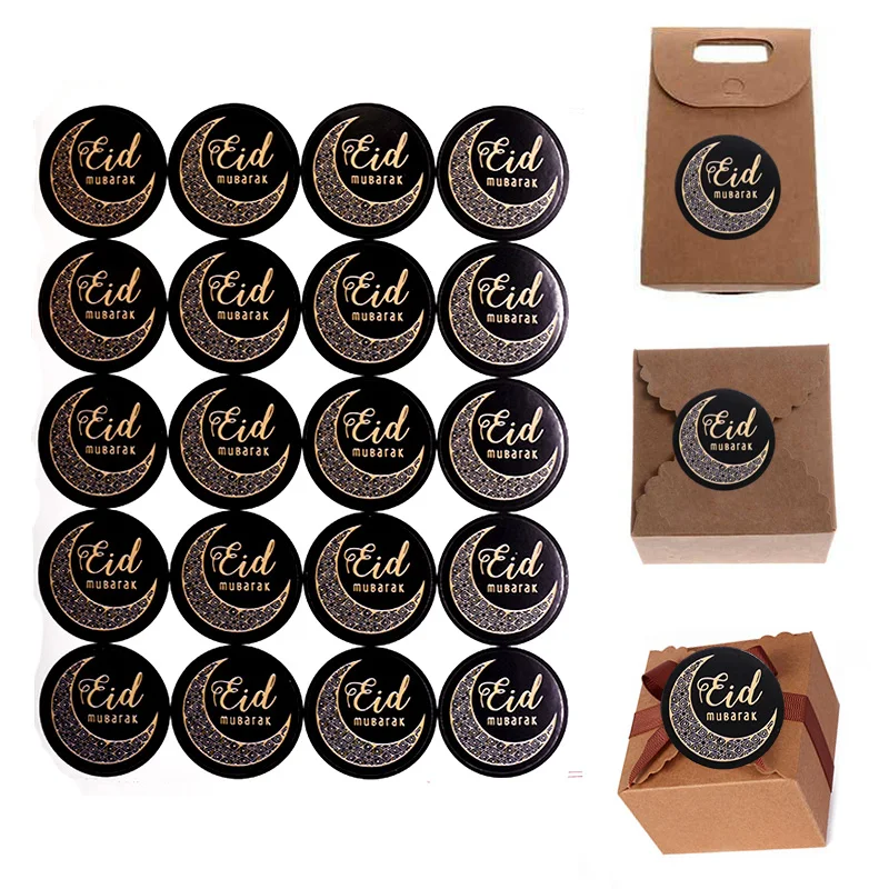 

100Pcs EID Mubarak Ramadan Decor Stickers Kareem Paper Seal Sticker Label For Islam Muslim Festival Party Gift Box Bag Decor Tag