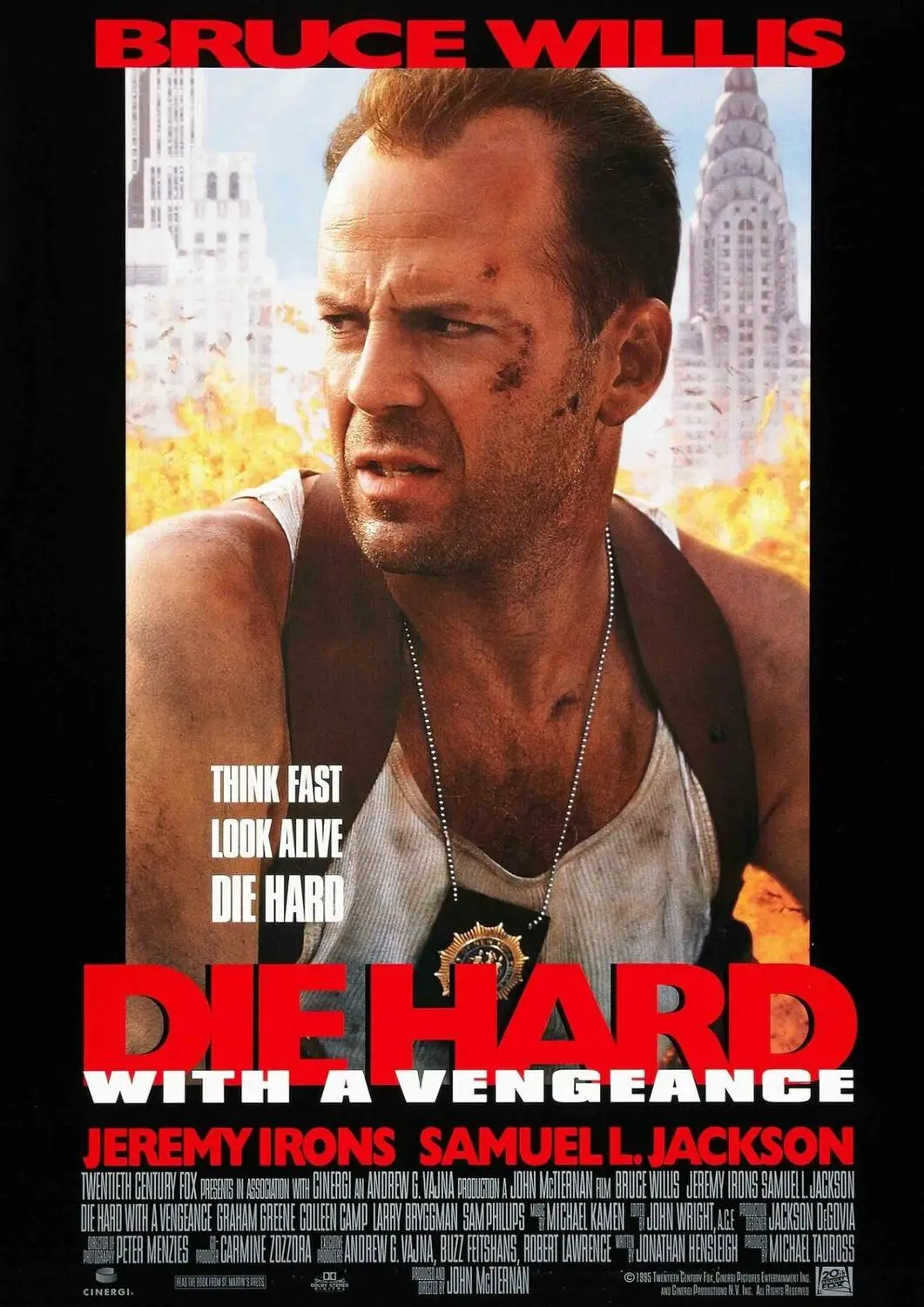 Die Hard 3-Брюс Виллис, классический фильм, Художественная печать, Шелковый плакат, домашний Настенный декор 24x36 дюймов