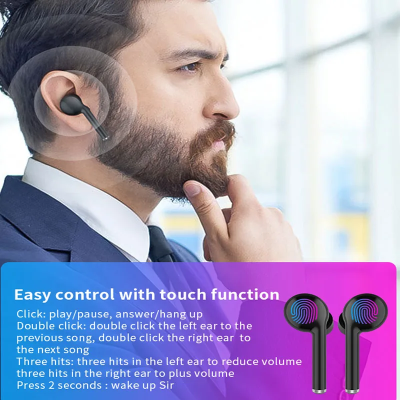 Tw40 наушники вкладыши Tws беспроводные с Bluetooth сенсорные со сканером отпечатков