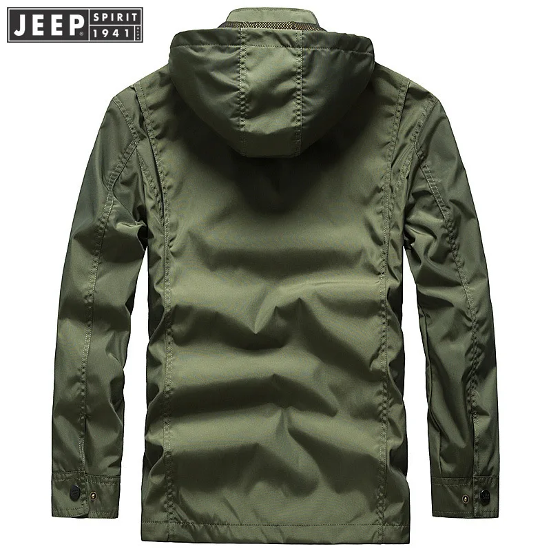 JEEP SPIRIT Новая модная Осенняя военная куртка мужская повседневная с капюшоном воротник Мужская куртка сетчатая верхняя одежда на подкладке ветровка куртка пальто