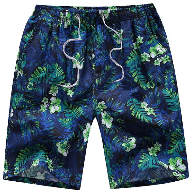 

2021 Men's Summer Beach Casual Five-point Pants Shorts Printing Comfortable High-quality Swimming Trunks Feather Plaid Printing