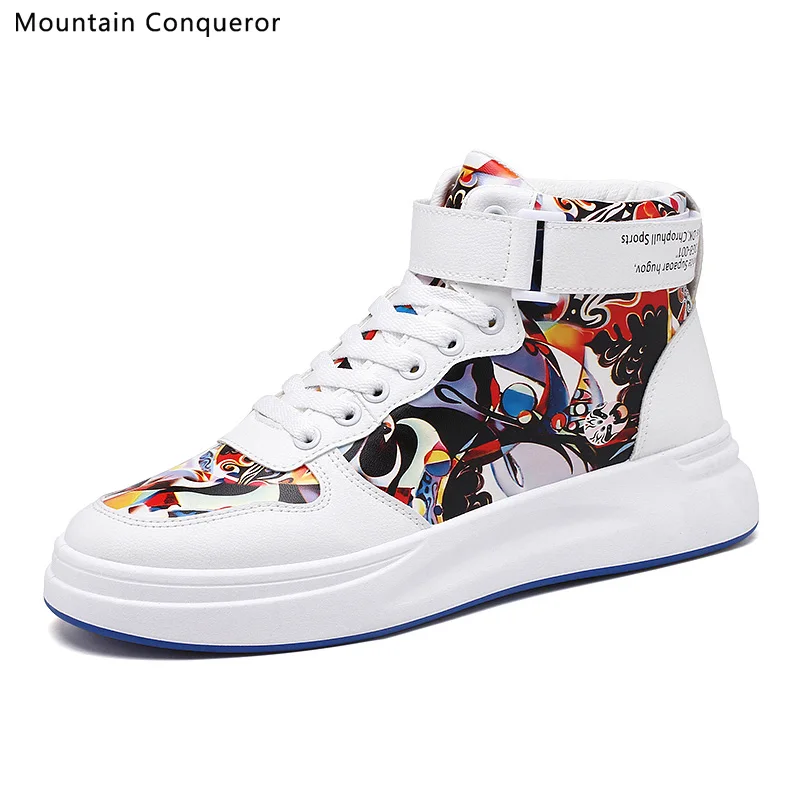 Mountain Conqueror Fashion High Top Men Shoes Print Casual For Autumn Winter Male hip hop Footwear Size 39-44 | Обувь