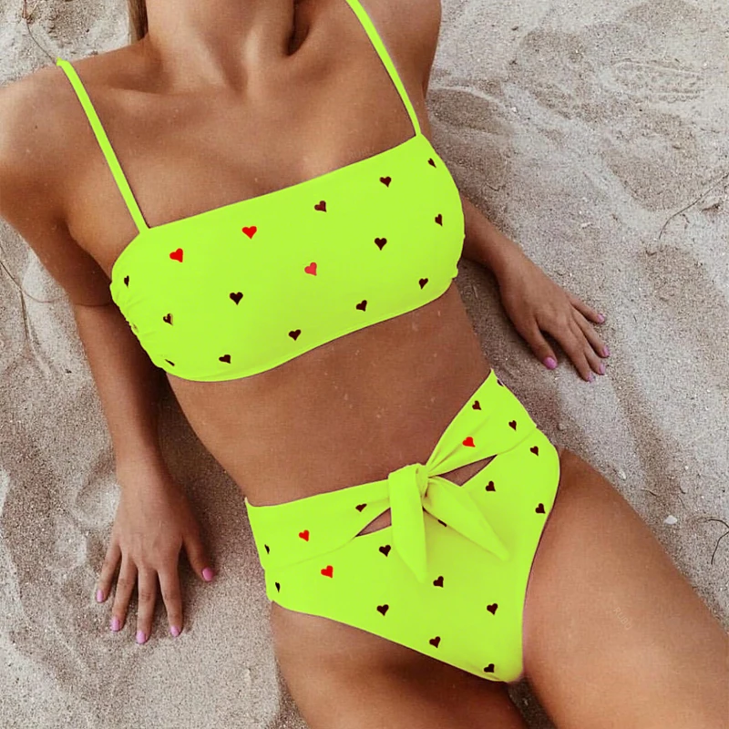 2 шт бандажный купальник бикини пуш ап купальники Для женщин с высокой талией для