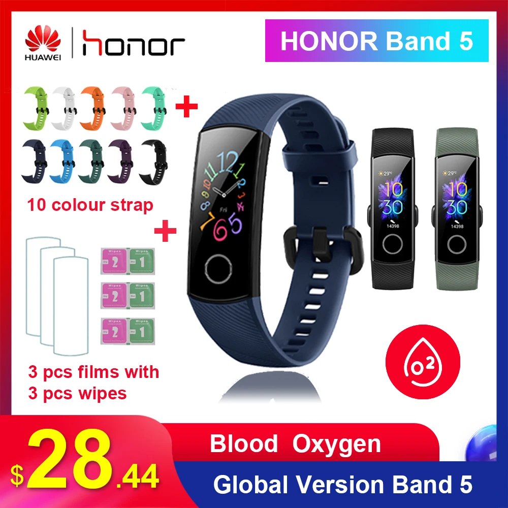 Huawei Honor Band 4 Band 5 умный Браслет Globle Версия 50m водонепроницаемый фитнес-трекер монитор сердечного ритма во время сна Smart Wirstband