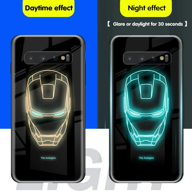 Luxury Phone Case Luminous Tempered Glass Fluorescence for iPhone X 7 8 6 6s Plus XS XR MAX anti scratch Shockproof |
