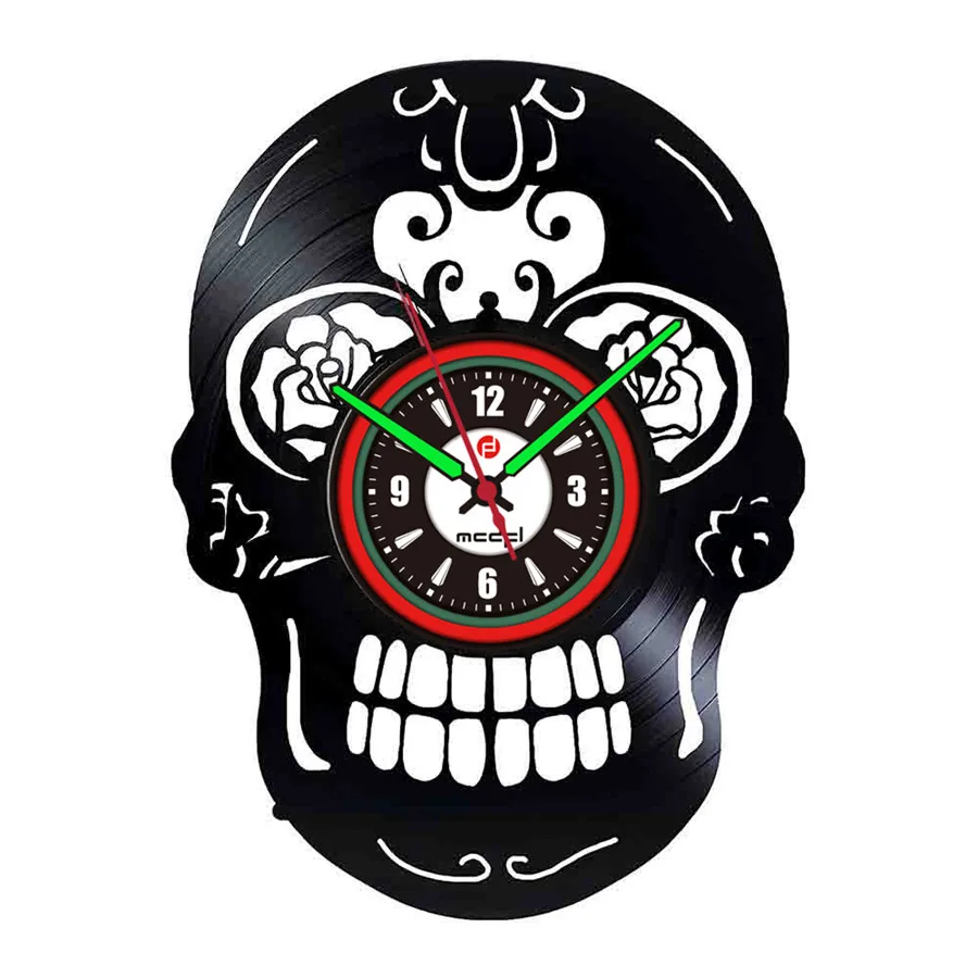Домашний Декор череп современный дизайн 3D Виниловые бесшумные настенные часы
