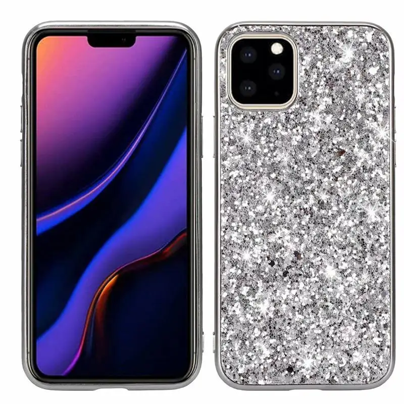 sliver Чехол для iphone 11 i phone11 pro max Блестящий силиконовый чехол с блестками для iphone 11 с блестящими кристаллами - Цвет: sliver
