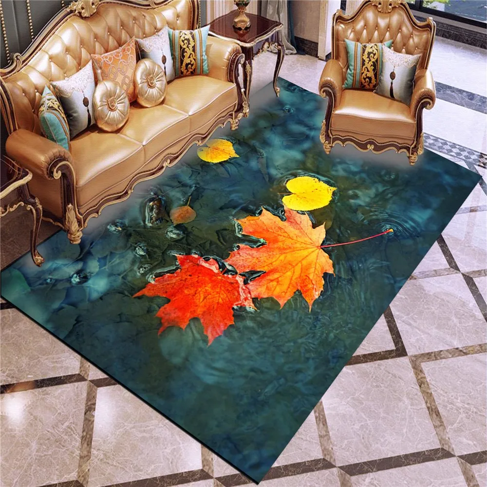 

3D Print Autumn Leaves Carpet Colorful Maple Leaf Large Mats Landscape Playmate Rug Play Crawl Floor Mat Bedroom Area Rug