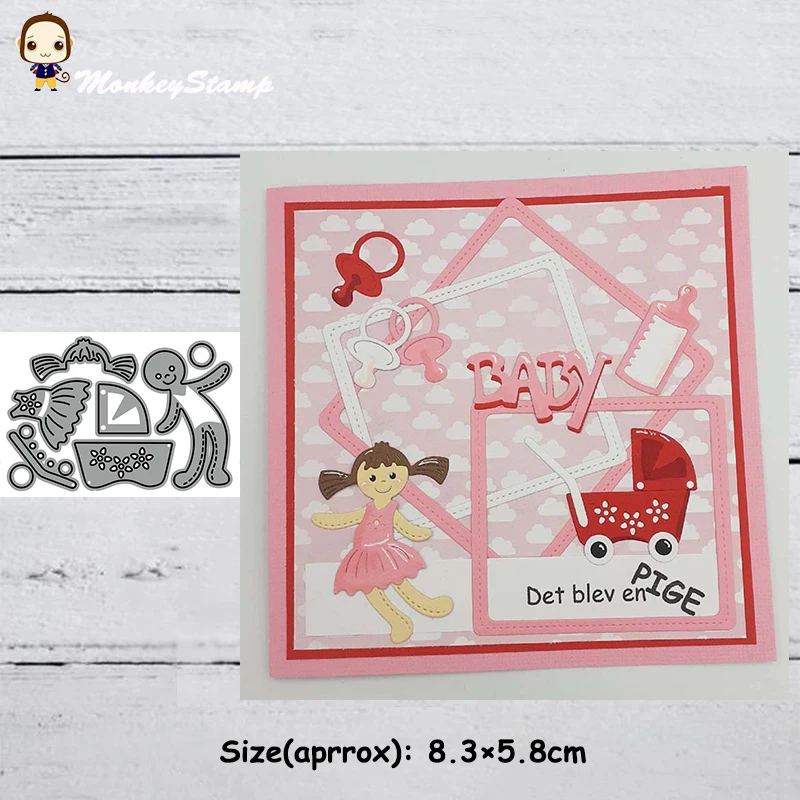 Monkey Little girl Metal Cutting Dies Stencils for DIY Scrapbooking photo album Decorative Embossing Paper Cards | Дом и сад