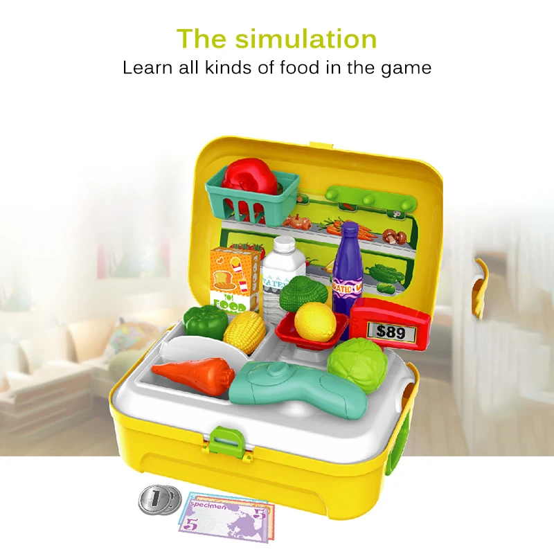 

Children'S Play House Toy Kitchen Shop Makeup Tool Set Play House Suitcase Birthday Gifts Makeup Tools Girls Beauty Set