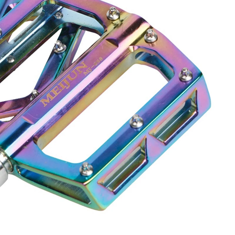 

MEIJUN Mountain Road Bicycle Flat Pedals 9/16 Inch Sealed Bearing Lightweight Alloy Colorful Wide Platform Cycling Pedal