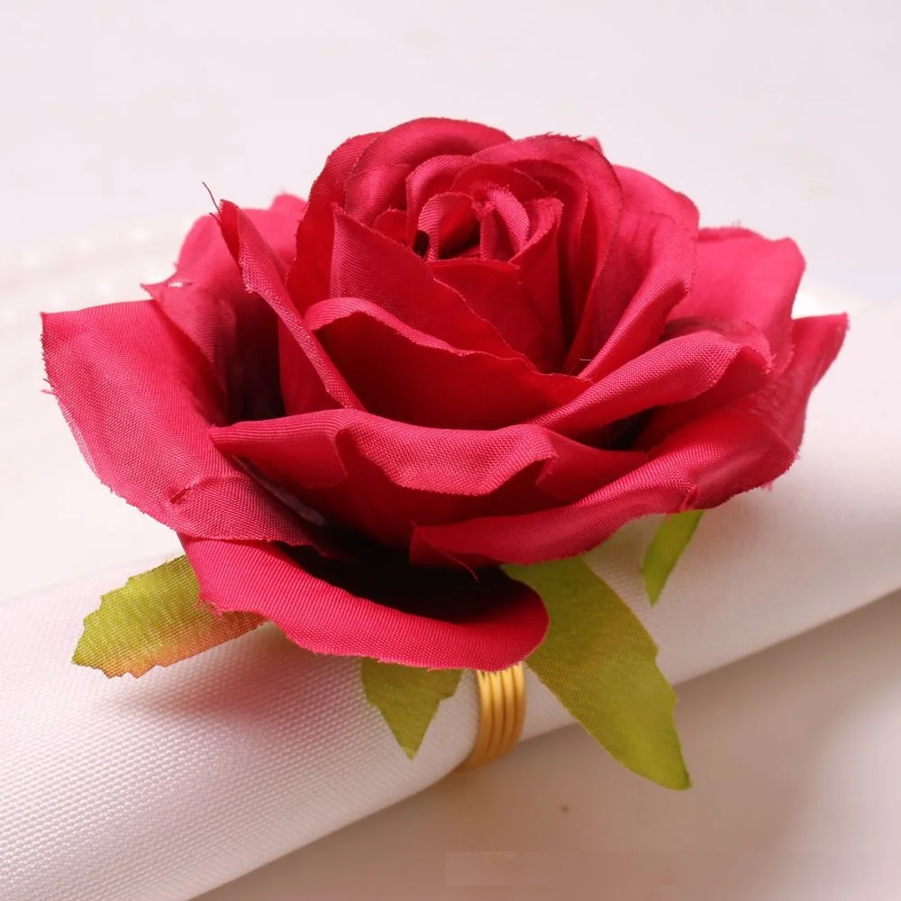 

10pcs Exquisite electroplating UV rose napkin clasp wedding napkin ring hotel model room home napkin ring