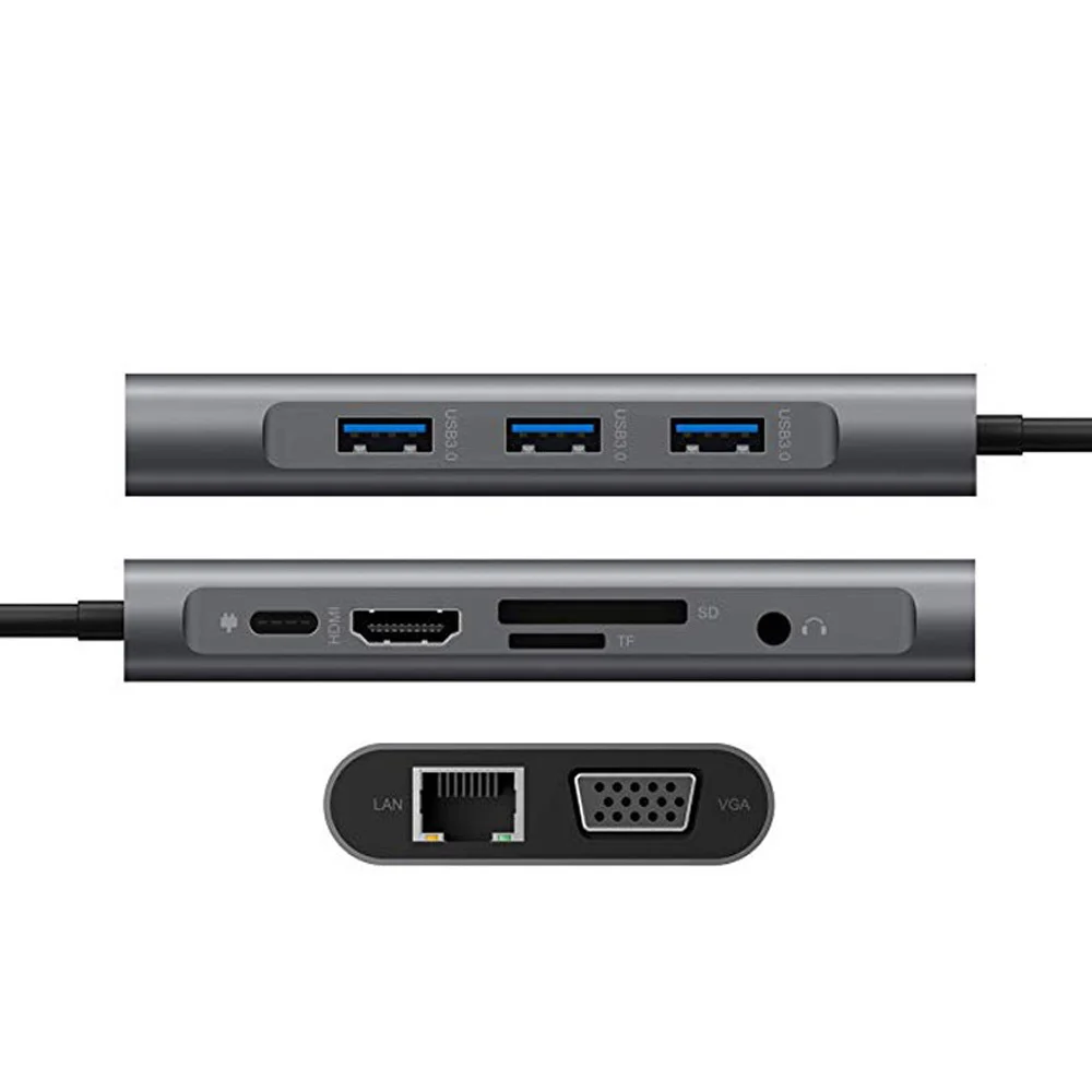 Адаптер USB Type C-HDMI 4K VGA RJ45 Lan Ethernet SD TF USB-C C 3 0 5 мм разъем аудио видео конвертер для MacBook