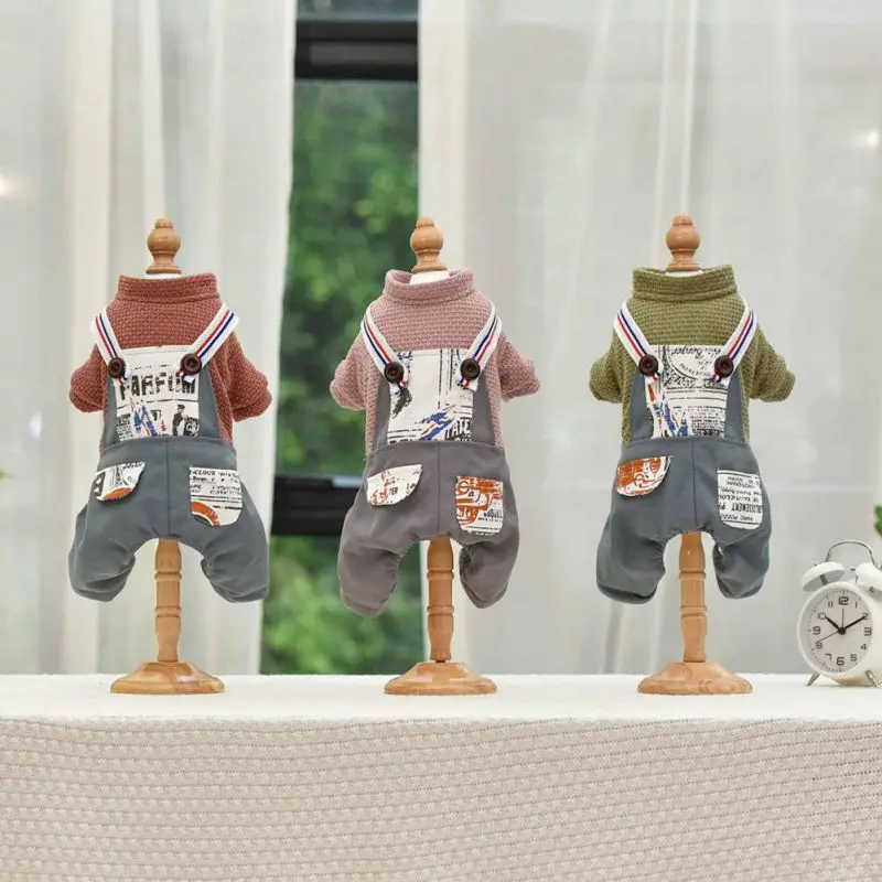 

Pet Dogs Four-legged Jumpsuit Winter Warm Fleece Thick Coat with Button Small Large Dogs Cats Teddy Chihuahua Windproof Clothing