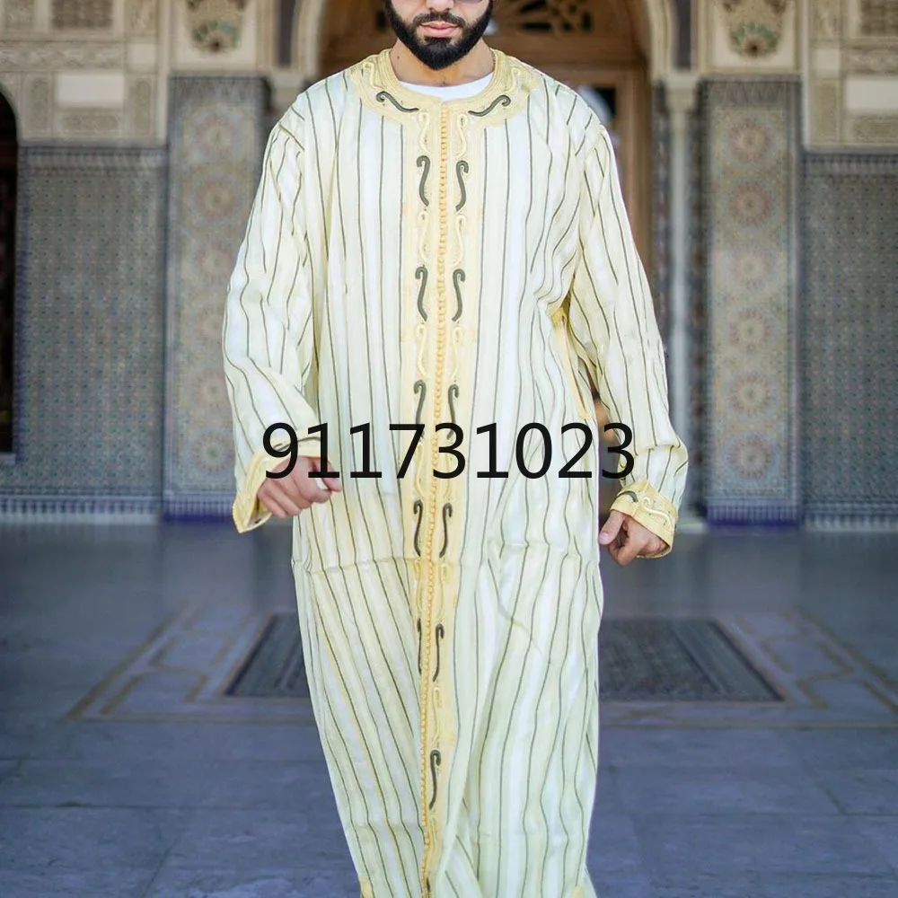 Men Muslim Kaftan Islamic Arabic Robes Patchwork Vintage Middle East Caftan Hooded Loose Casual Long Sleeve Jubba Thobe | Тематическая