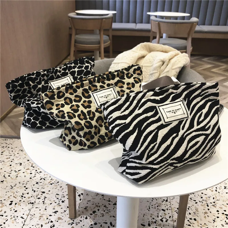 

Fashion Leopard Large Makeup Bag Zebra Pattern Cosmetic Bag Travel Makeup Beauty Case Storage Organizer Clutch Christmas Gift