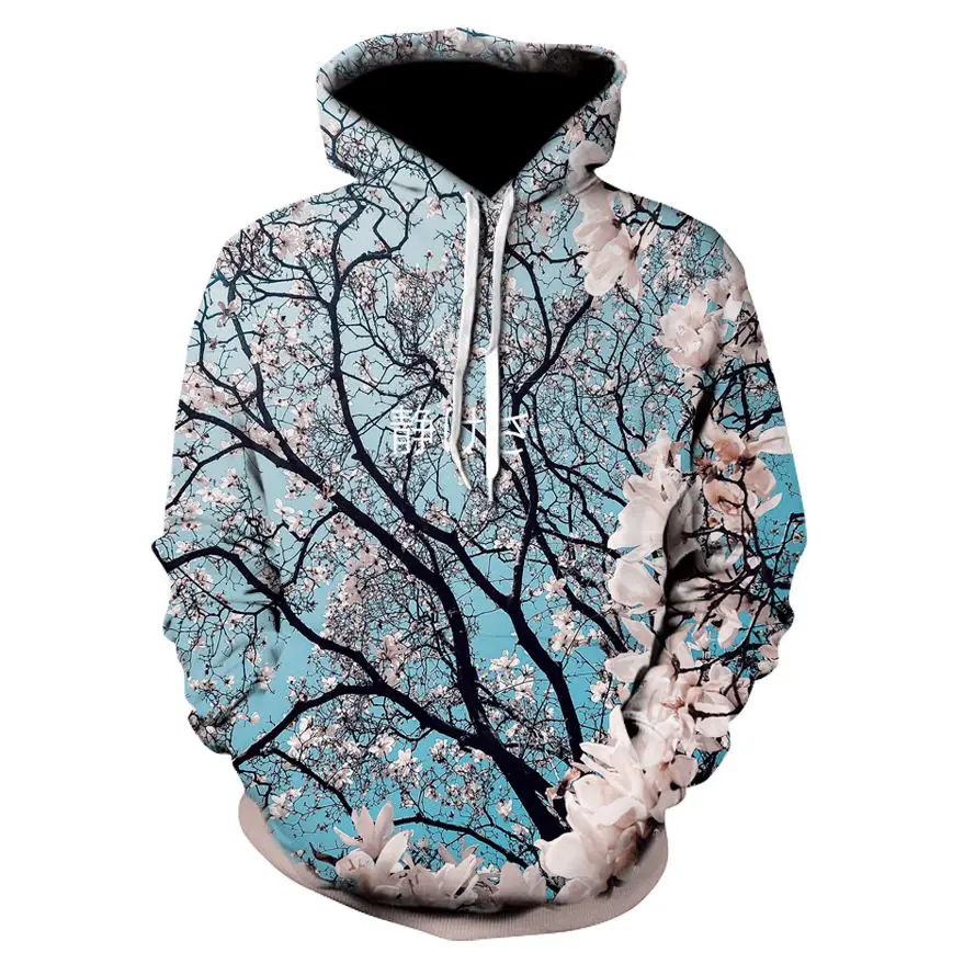 

Cherry Blossoms 3d Print Hoodies Fashion Men Harajuku Funny Sweatshirts Streetwear Hip Hop Quality Autumn Winter Clothes