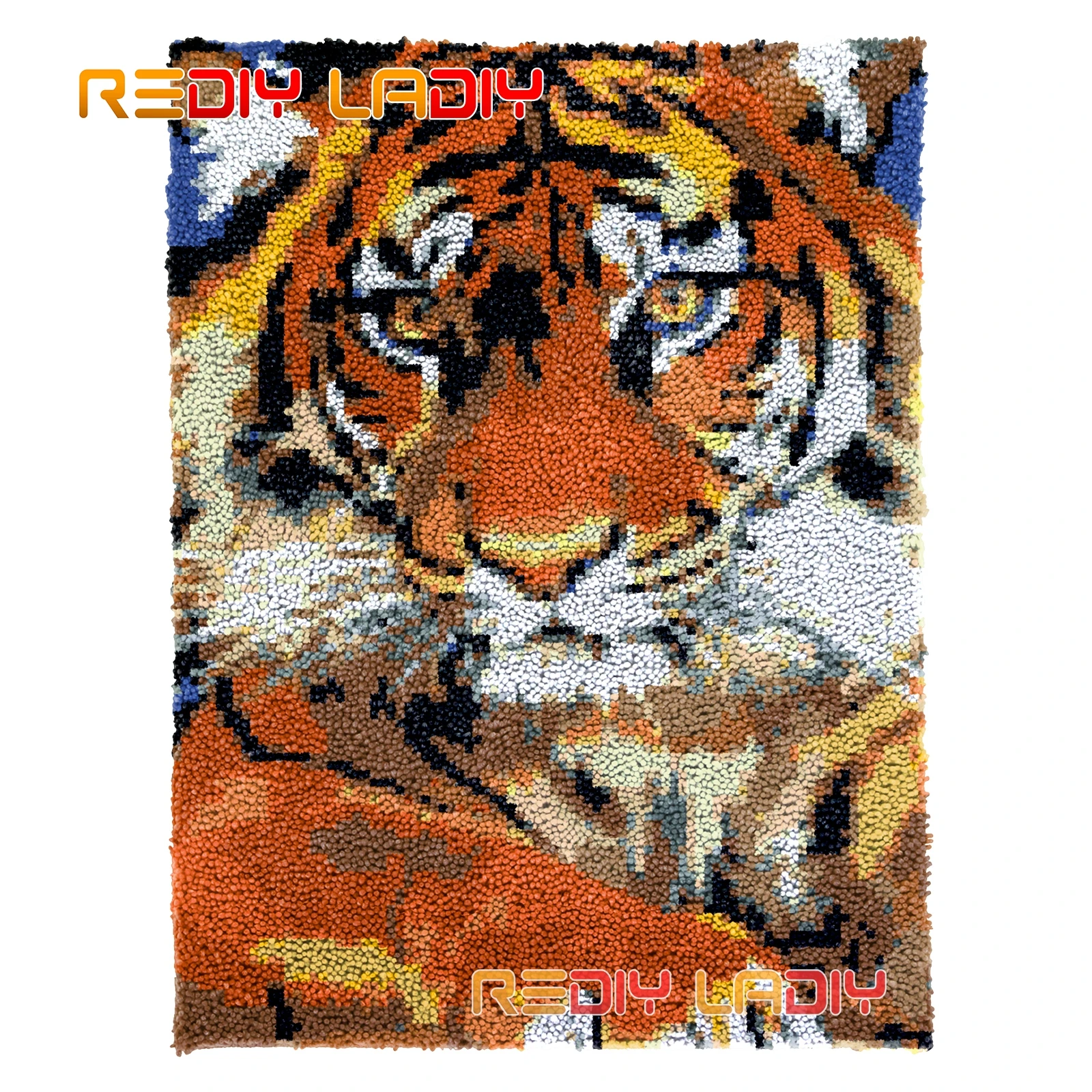 

DIY Carpet Rug Kits King of Tiger Seat Cushion Latch Hook Rug Thick Yarn Needlework Crocheting Tapestry Knotted Floor Mat Crafts