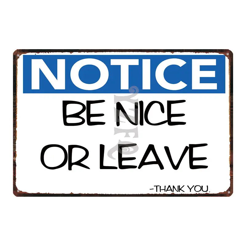 Notice Sign Restroom Poster Plaque Metal Vintage Exit Advertising Wall Poster Bar Shop Art Home Decor Cuadros DU-3300A - Color: DU-3316