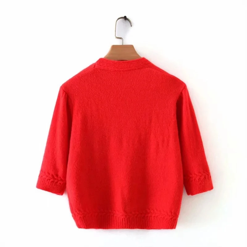 

Women Sweater 2021 Early Spring New Puff Sleeve Short Sleeve Knit Mohair Sweater Cardigan