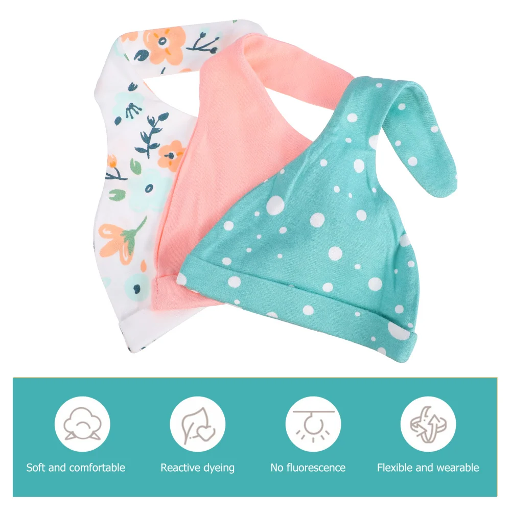 

3pcs Baby Boys Girls Cotton Hats Printed Beanie Hats Infant Windproof Hats