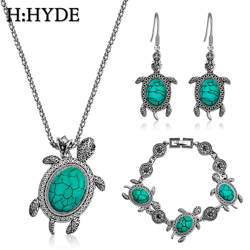 H: набор украшений с черепаховым камнем ожерелье браслет серьги для женщин