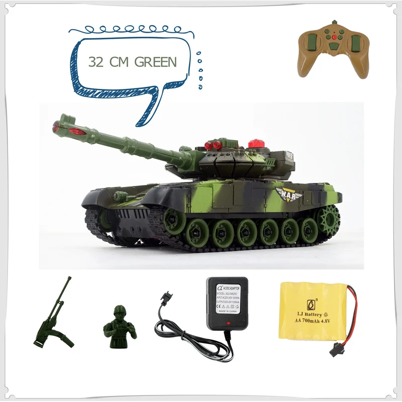 Green 32cm Радиоуправляемый Танк 44 см радио война монстр грузовик Военные боевые Основные Танки трек скалолазание автомобиль против игрушек - Color: Green 32cm
