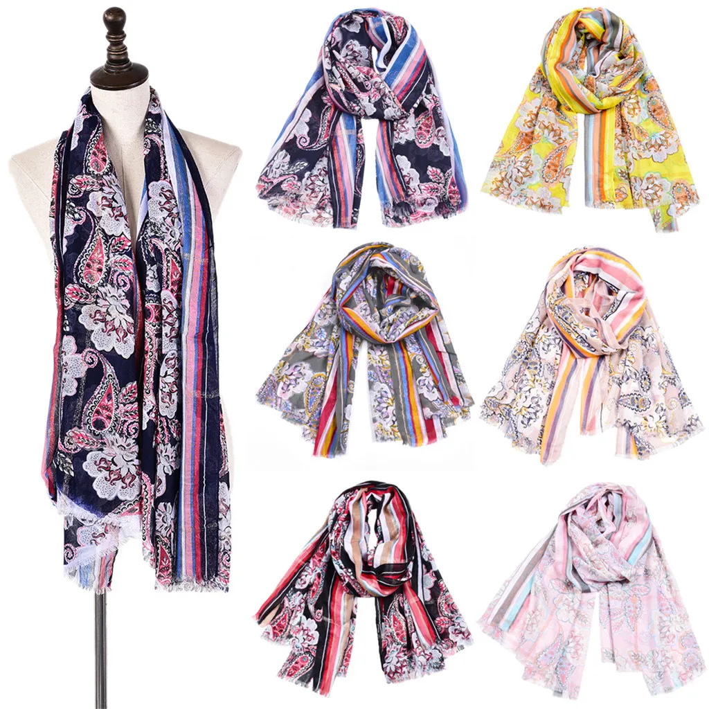 Женский шелковый шарф SAGACE из хлопка и льна с принтом шали накидки|Женские шарфы| |