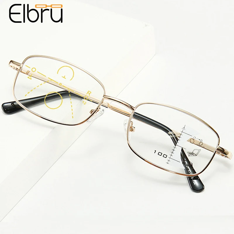 

Пресбиопические очки Elbru с защитой от сисветильник, прогрессивные многофокусные очки для чтения для мужчин и женщин с интеллектуальным уве...